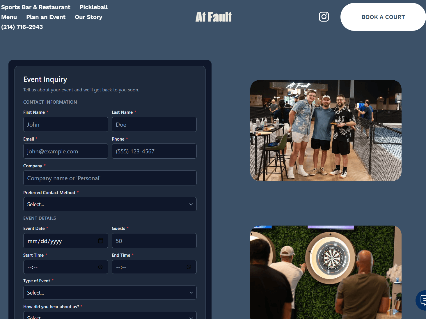 Event inquiry form