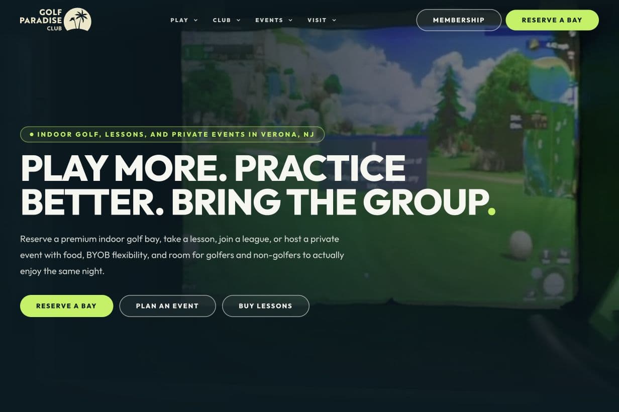 Golf Paradise Club website built by Reunion