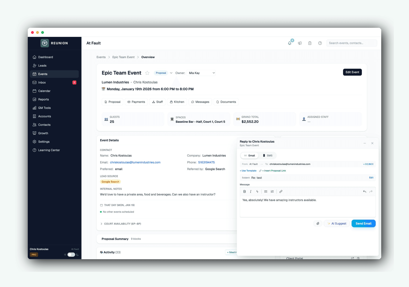 Unified inbox with AI-suggested reply