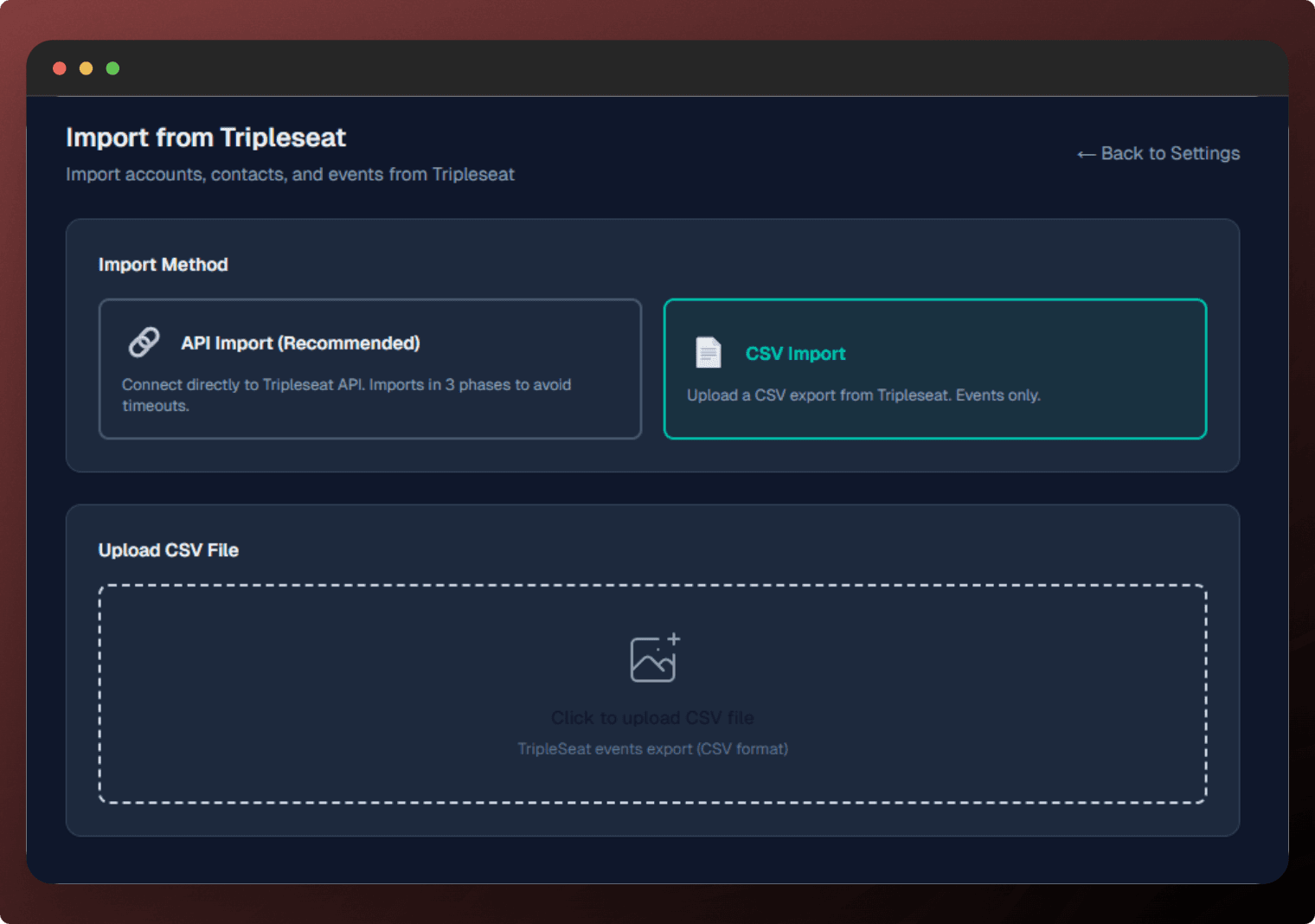 Tripleseat data import