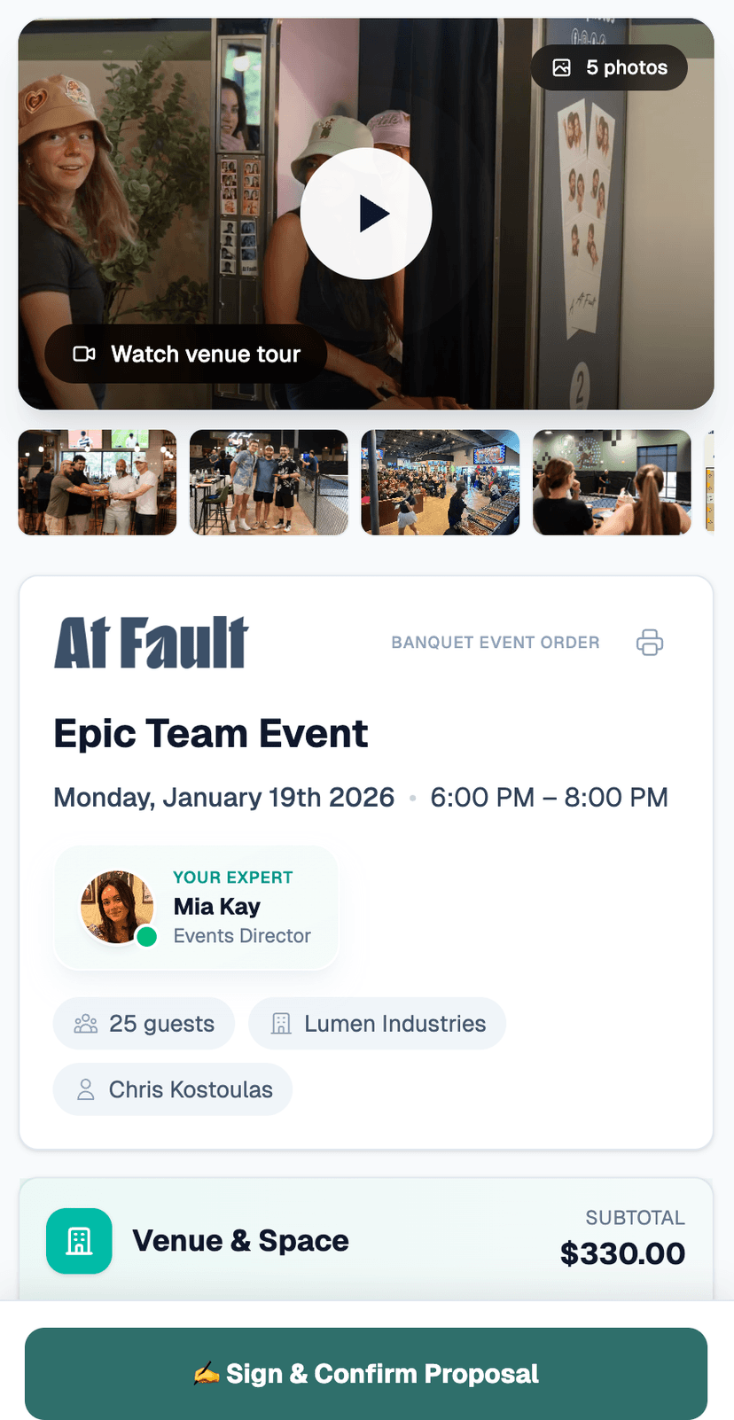 Client proposal on mobile