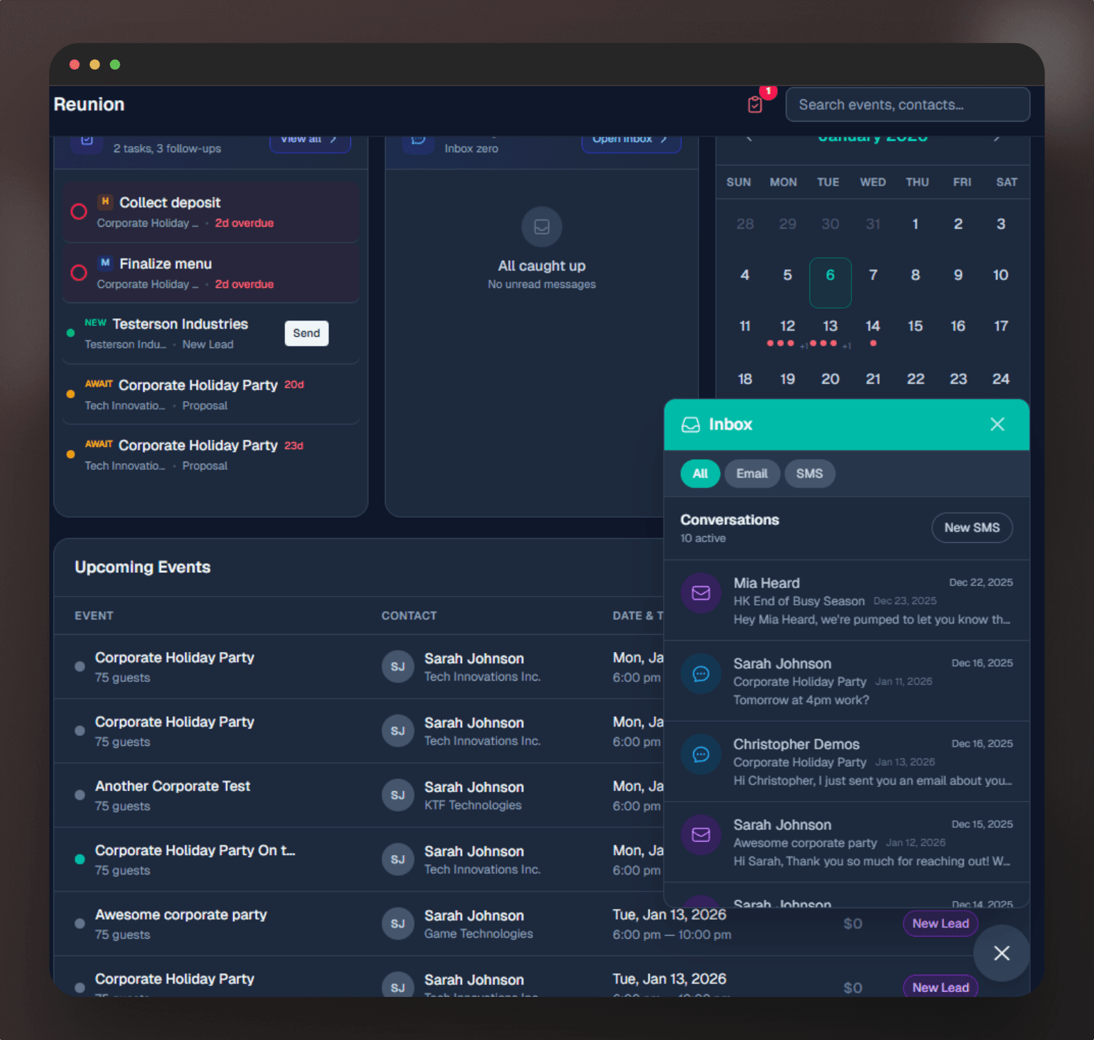 Unified inbox with conversation history